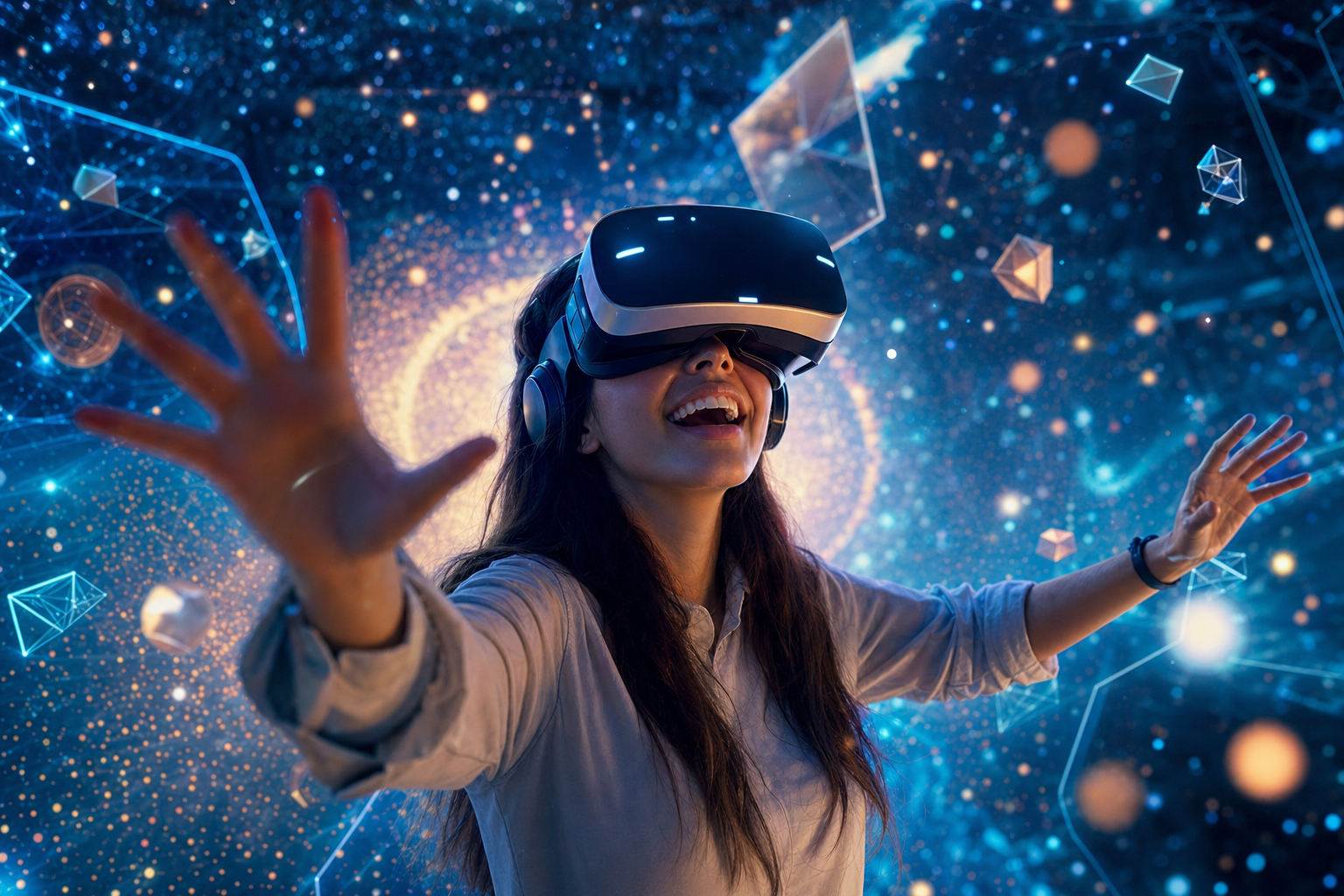 Woman experiencing VR